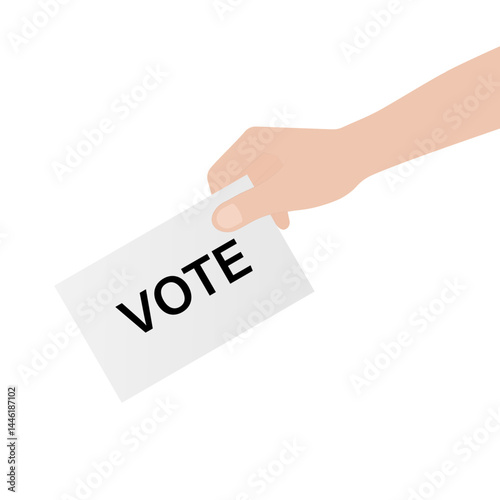 Hand Holding Ballot Paper or Voting Paper. Election Concept. Vector Illustration.