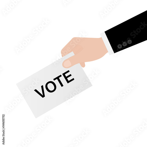 Hand Holding Ballot Paper or Voting Paper. Election Concept. Vector Illustration.