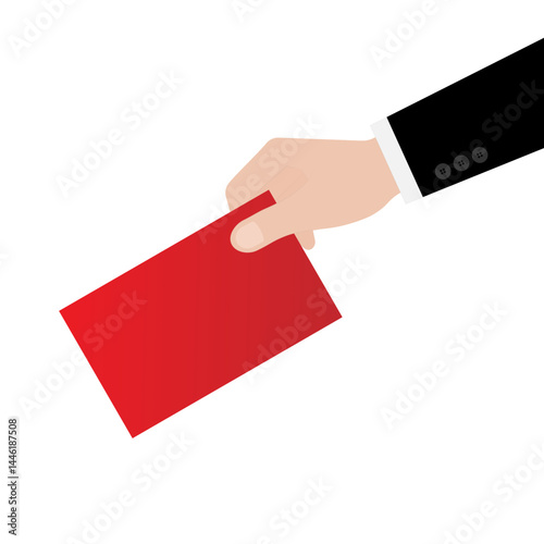 Hand Holding Ballot Paper or Voting Paper. Election Concept. Vector Illustration.