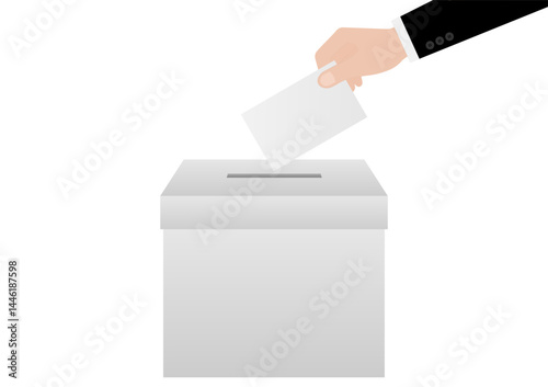 Hand Putting Ballot Paper or Voting Paper into ฺBallot Box. Election Concept. Vector Illustration.