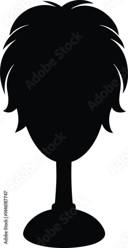 silhouette of a toupee or wig on stand on white b