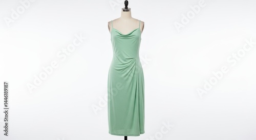 Mint dress on mannequin isolated on white background