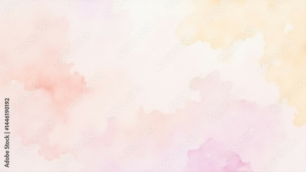 Obraz premium abstract watercolor background painting in pastel pink purple and orange cloudy colors with painted watercolor wash texture