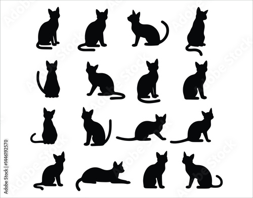 Minimal Black Ocicat Silhouettes – Perfect for Stickers & Prints