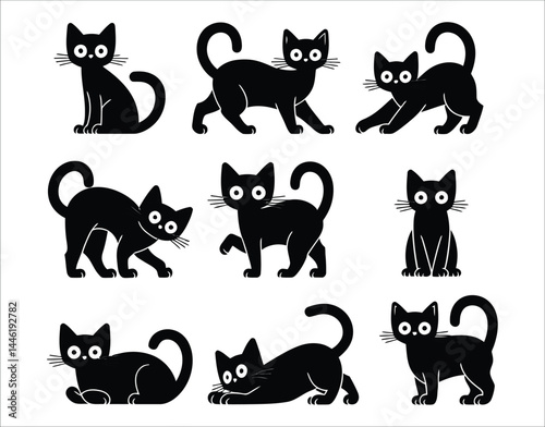 Ocicat Cat Black Fill Silhouettes – Print-Ready Vectors
