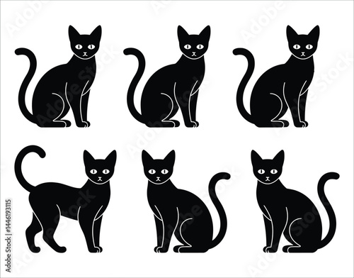 Ocicat Cat Graphic Elements – Clean Cut Silhouettes