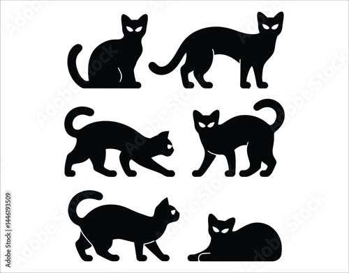 Ocicat Cat Poses Pack – Minimalist Vector Cats