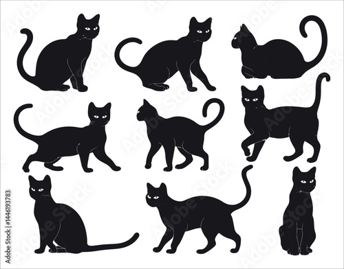 Ocicat Cat Shape Vector Art – Black & White Series