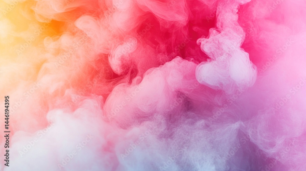 Fototapeta premium Vibrant swirling cloud of multicolored smoke.