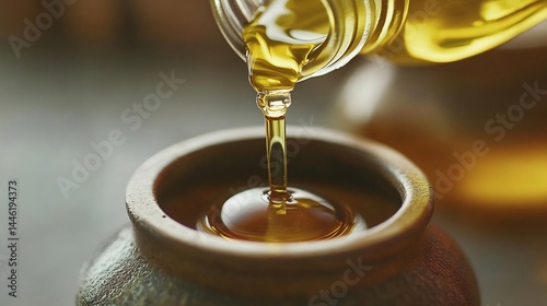 Essential oils being poured into burner for a rejuvenating aroma therapy session