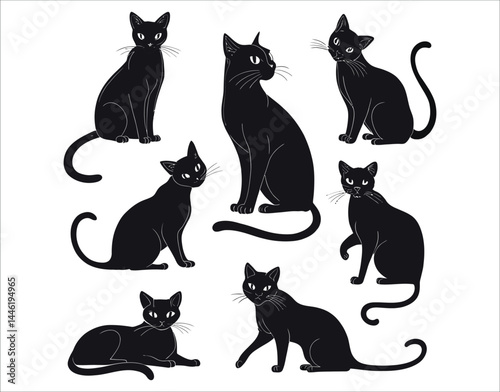 Stylish Ocicat Cat Silhouettes – Simple Vector Format