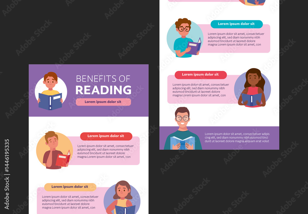 Colorful Benefits Of Reading Children Education Infographic Stock ...