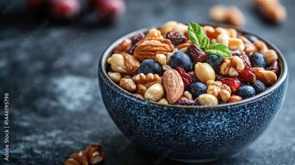 Mixed nuts and dried fruit snack bowl Mixed nuts and dried fruit snack bowl