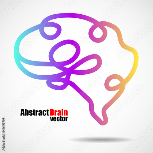 Brain logo, abstract colorful vector symbol