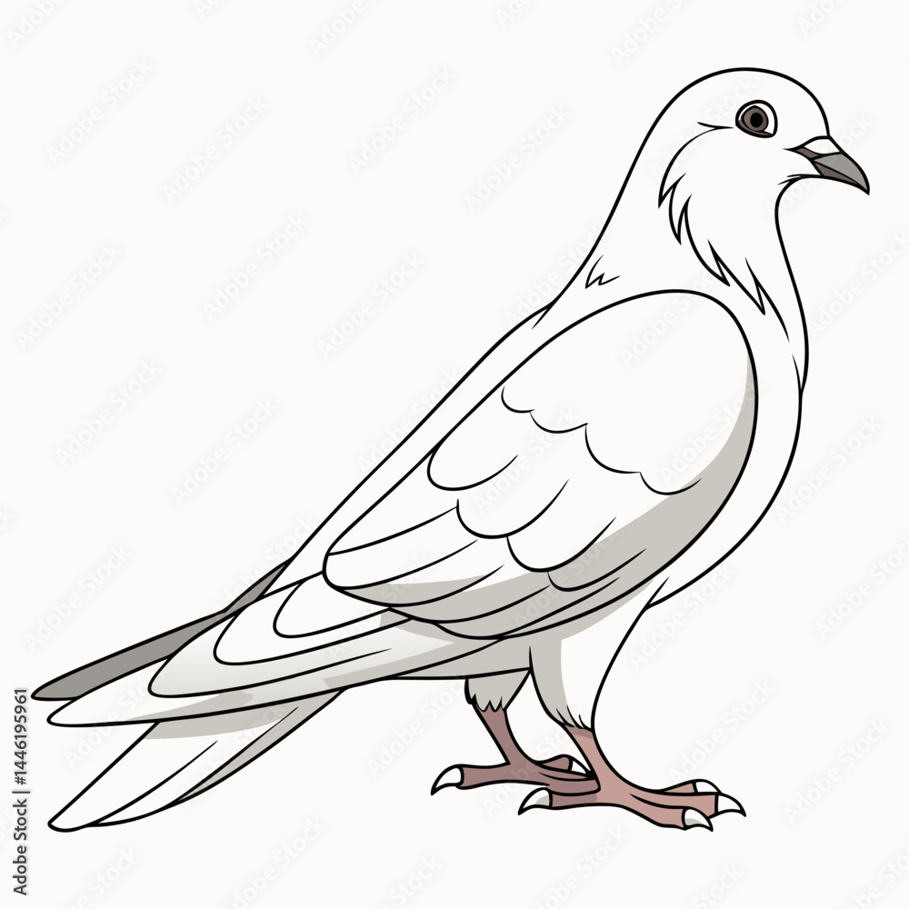 Fototapeta premium A detailed vector illustration of a white dove, symbolizing peace and purity, ideal for various design projects.