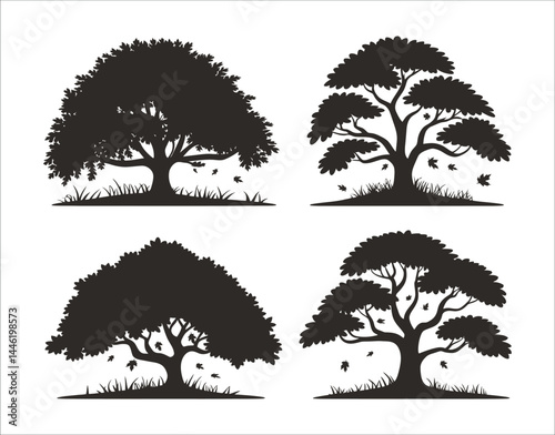 Decorative Ash Tree Silhouettes for Designers