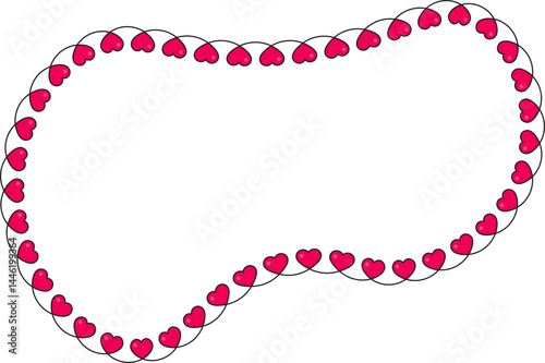 Amoeba-like abstract shape with a contour made of linked hearts.