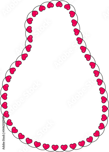 Organic shape with smooth curves and a heart-patterned border.