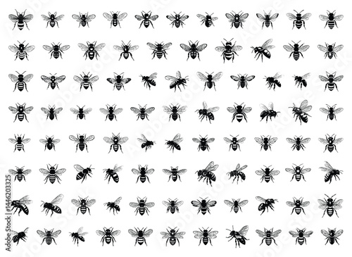 Set of collection bee Isolated vector illustration editable