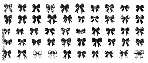 Set of collection bow ribbon Isolated vector illustration editable