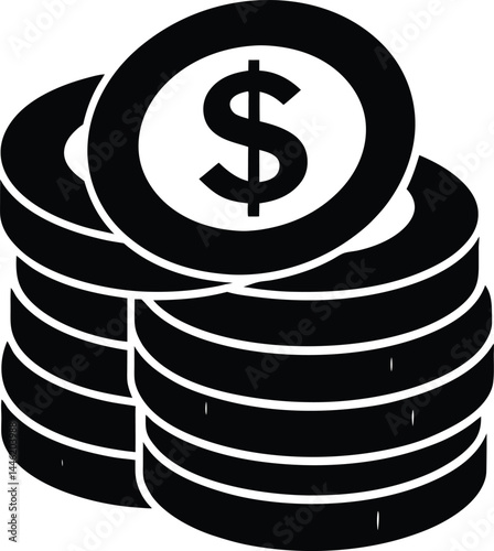 vector coin stack with dollar sign on white backgroud.eps