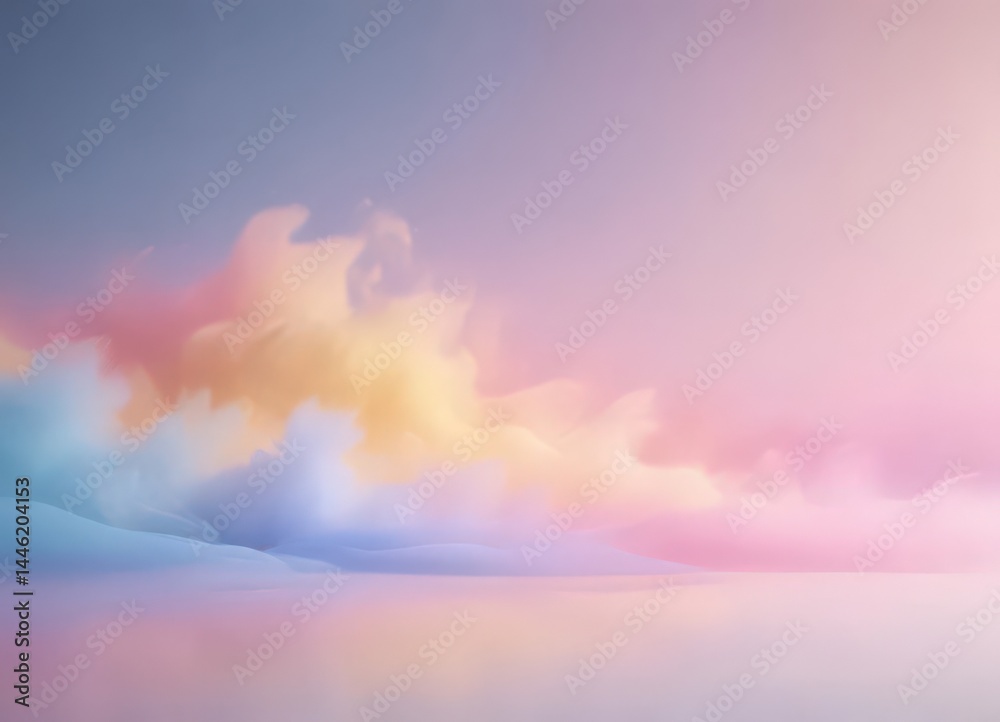 Naklejka premium Soothing pastel texture, blurred pink, blue, yellow hues, dreamy feel, art, gradient, blue