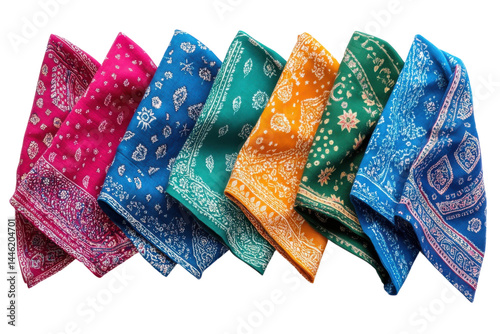 Vibrant paisley bandanas in a colorful array showcasing rich textures and bold patterns with soft