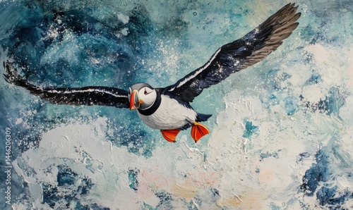 Atlantic Puffin in Flight