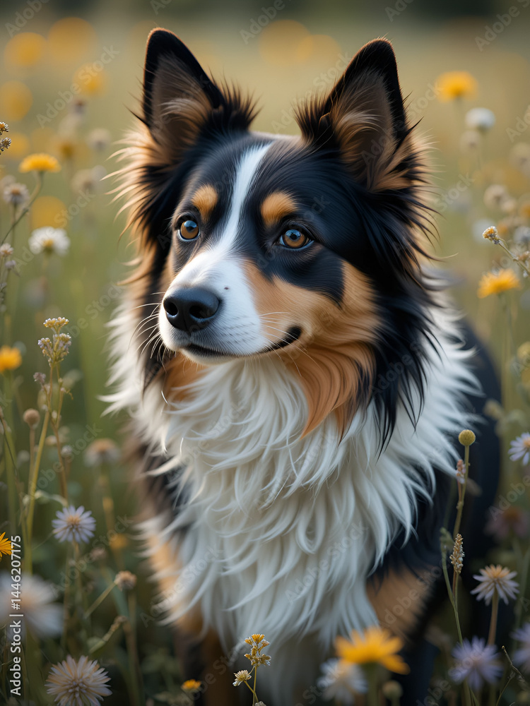 Fototapeta premium Portrait of a dog in a feild