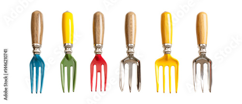 Pack of Gardening Forks Against Transparent Background for Tool Branding, Landscaping Designs, or Home Gardening Promotions photo