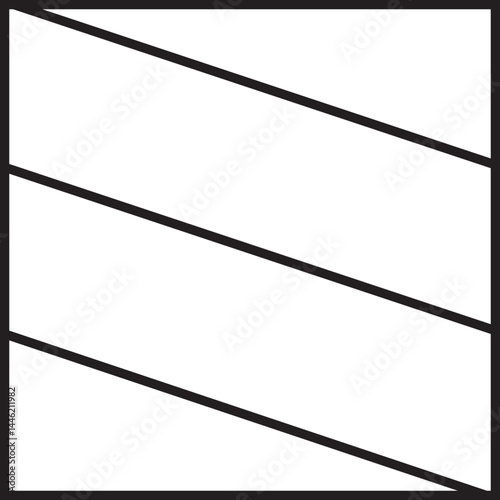 Design featuring three diagonal parallel lines forming geometric partitions across the square layout.