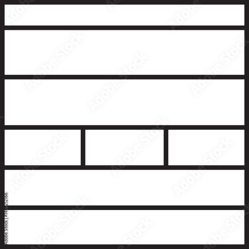 Grid featuring seven vertical lines of varying heights within a square, generating an irregular pattern.