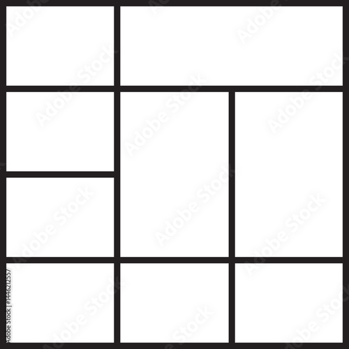 Grid featuring one column with four rows and two additional vertical divisions forming three columns total.