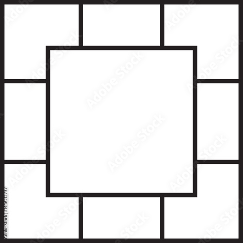 Grid divided into three vertical columns with a centered square disrupting the pattern.