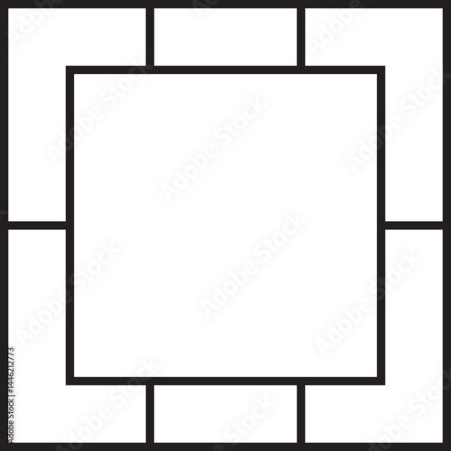 Grid structured in three columns and four rows with a central square unit.