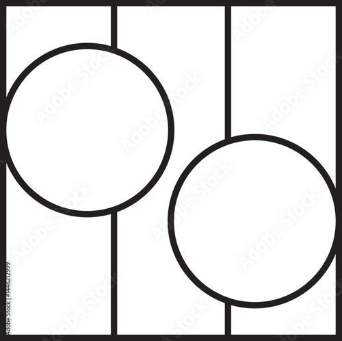Square composition with two vertically aligned circles creating a visual representation of column division.