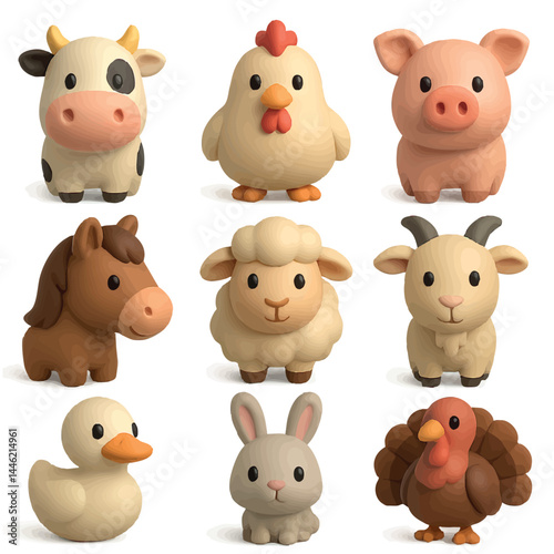 3d set farm animal