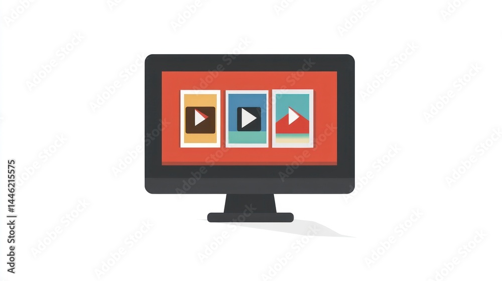 Monitor Displaying Video Thumbnails for Streaming Services Monitor Displaying Video Thumbnails for Streaming Services