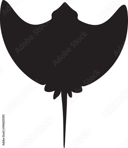 Stingray Silhouette Vector on White Background
 
