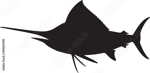 Swordfish Silhouette Vector on White Background