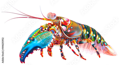 Mantis Shrimp Displaying Vibrant Colors and Intricate Details in Isolation