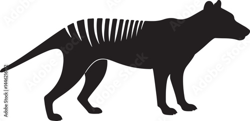 Tasmanian Tiger Silhouette Vector Illustration on White Background