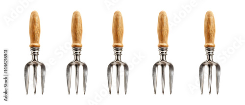 Pack of Gardening Forks Against Transparent Background for Tool Branding, Landscaping Designs, or Home Gardening Promotions photo