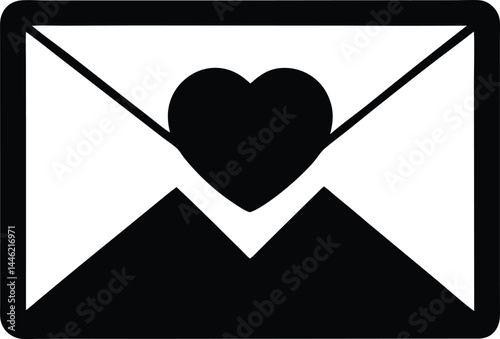 vector mail envelope with heart on white backgroud.eps