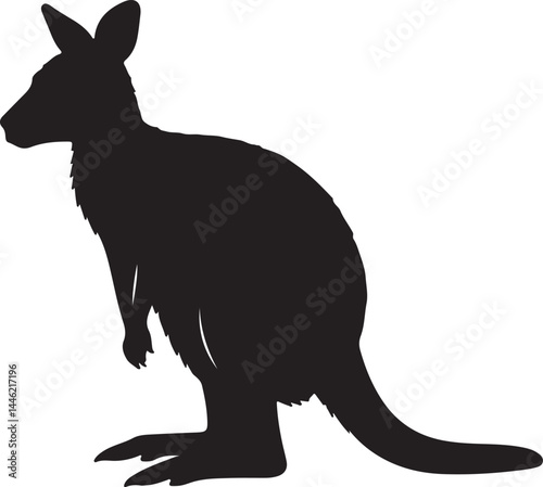 Wallaby silhouette on white background
