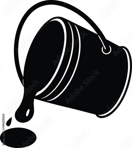 vector paint bucket spilling paint on white backgroud.eps