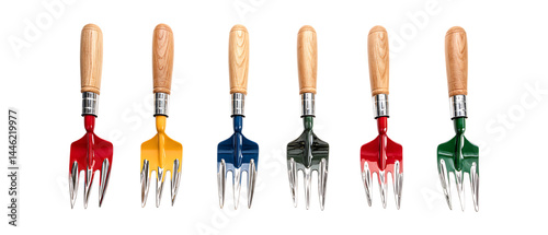 Pack of Gardening Forks Against Transparent Background for Tool Branding, Landscaping Designs, or Home Gardening Promotions photo