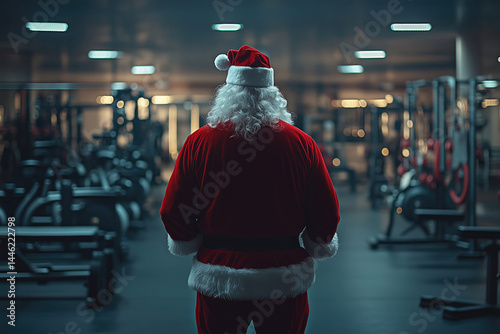 Santa claus in gym holiday cheerful image