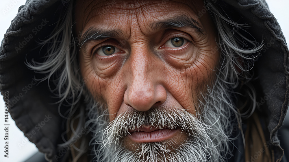 Homeless man, beggar. On white background Homeless man, beggar. On white background