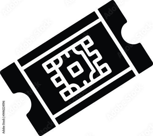 vector ticket with qr code on white background 